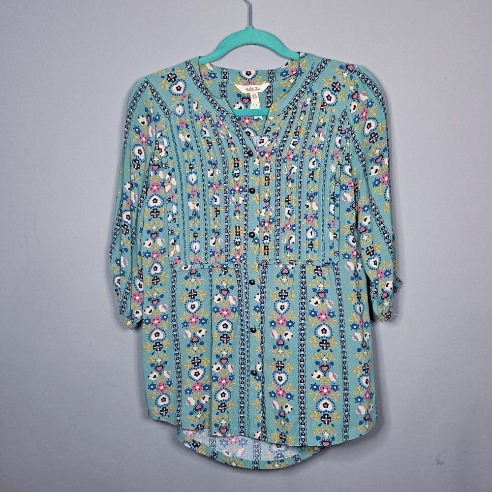 Matilda Jane Once Upon a Muse Top XS Blue Peasant Tunic Women's Shirt - Picture 2 of 9